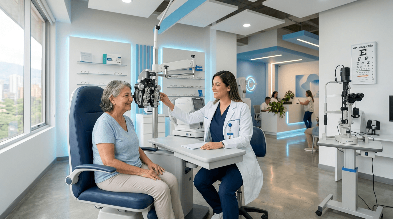 Profesional de la salud usando tablet en consulta moderna